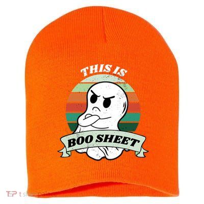 This Is Boo Sheet Cartoon Ghost Funny Halloween Short Acrylic Beanie