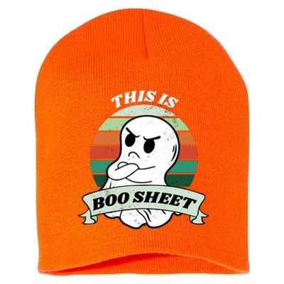 This Is Boo Sheet Cartoon Ghost Funny Halloween Short Acrylic Beanie