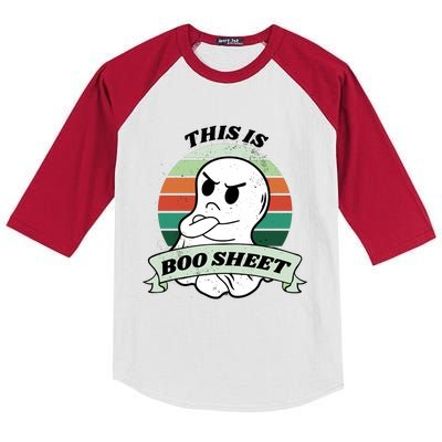 This Is Boo Sheet Cartoon Ghost Funny Halloween Kids Colorblock Raglan Jersey