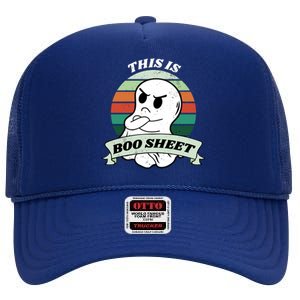 This Is Boo Sheet Cartoon Ghost Funny Halloween High Crown Mesh Back Trucker Hat