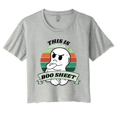 This Is Boo Sheet Cartoon Ghost Funny Halloween Women's Crop Top Tee