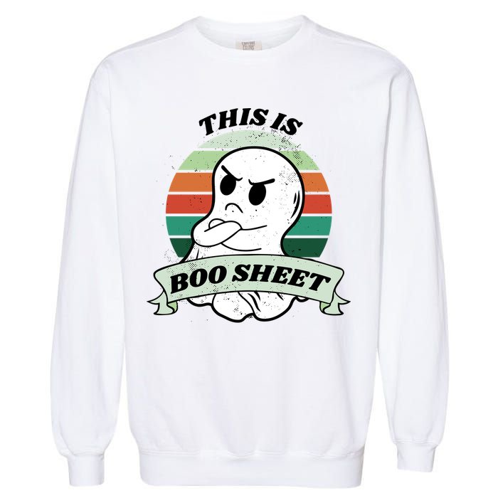 This Is Boo Sheet Cartoon Ghost Funny Halloween Garment-Dyed Sweatshirt