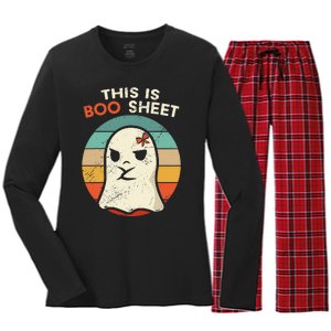 This Is Boo Sheet Funny Halloween Costumes Funny Halloween Women's Long Sleeve Flannel Pajama Set 