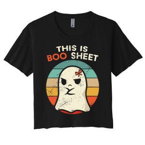 This Is Boo Sheet Funny Halloween Costumes Funny Halloween Women's Crop Top Tee