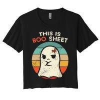 This Is Boo Sheet Funny Halloween Costumes Funny Halloween Women's Crop Top Tee