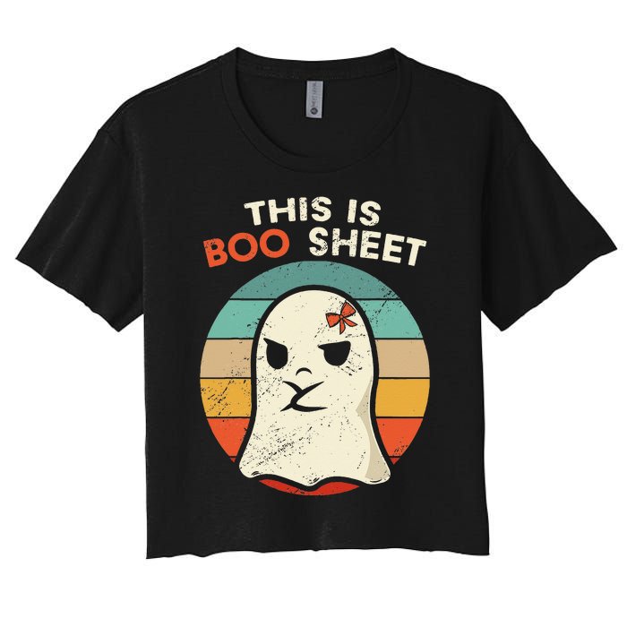 This Is Boo Sheet Funny Halloween Costumes Funny Halloween Women's Crop Top Tee