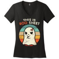 This Is Boo Sheet Funny Halloween Costumes Funny Halloween Women's V-Neck T-Shirt