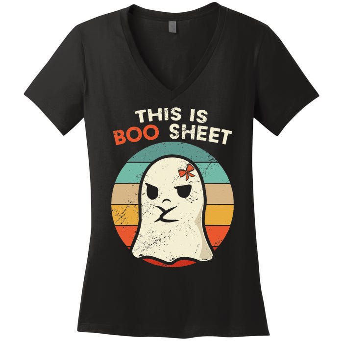 This Is Boo Sheet Funny Halloween Costumes Funny Halloween Women's V-Neck T-Shirt