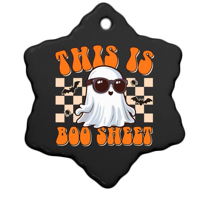 This Is Boo Sheet Ghost Groovy Halloween Costume Ceramic Star Ornament