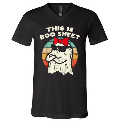 This Is Boo Sheet Ghost Retro Halloween V-Neck T-Shirt