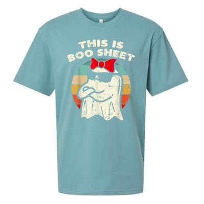 This Is Boo Sheet Ghost Retro Halloween Sueded Cloud Jersey T-Shirt