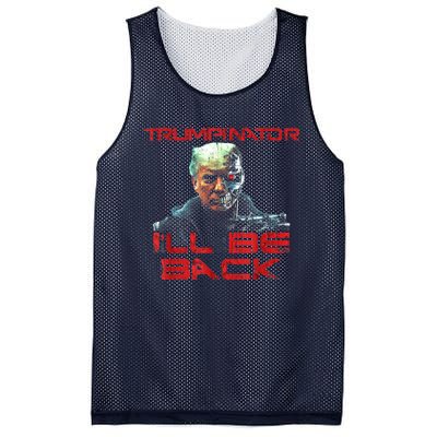 Trumpinator I'll Be Back 2024 Hilarious Donald Trump 1 Mesh Reversible Basketball Jersey Tank