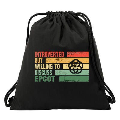 Trendy Introverted But Willing To Discuss Epcot Drawstring Bag