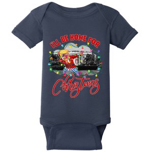 Trump ILl Be Home For Christmas Funny Trump 45 47 Dabbing Baby Bodysuit