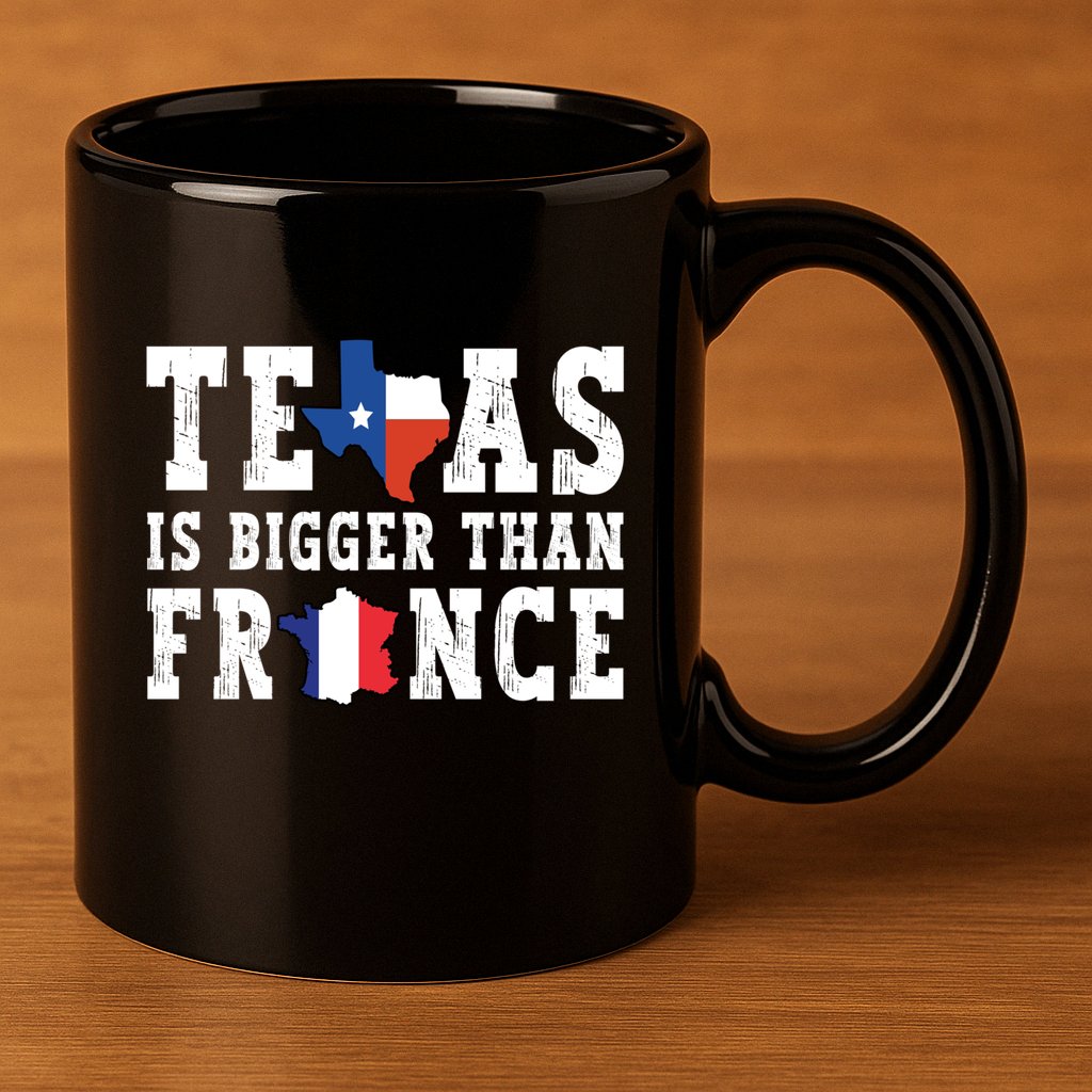 Texas Is Bigger Than France Funny Saying Cool Gift 11oz C Handle Ceramic Mug