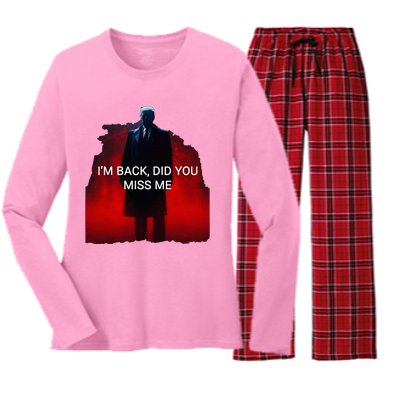 Trump IM Back Did You Miss Me Women's Long Sleeve Flannel Pajama Set 