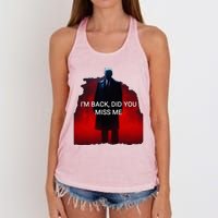 Trump IM Back Did You Miss Me Women's Knotted Racerback Tank