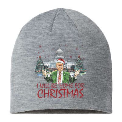 Trump Ill Be Home For Christmas Funny Xmas Sustainable Beanie