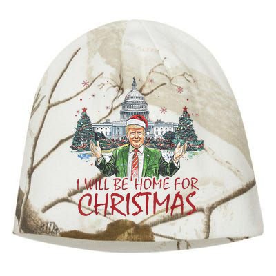 Trump Ill Be Home For Christmas Funny Xmas Kati - Camo Knit Beanie