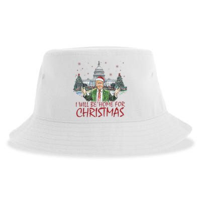 Trump Ill Be Home For Christmas Funny Xmas Sustainable Bucket Hat