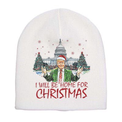 Trump Ill Be Home For Christmas Funny Xmas Short Acrylic Beanie