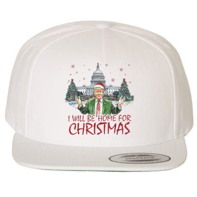 Trump Ill Be Home For Christmas Funny Xmas Wool Snapback Cap