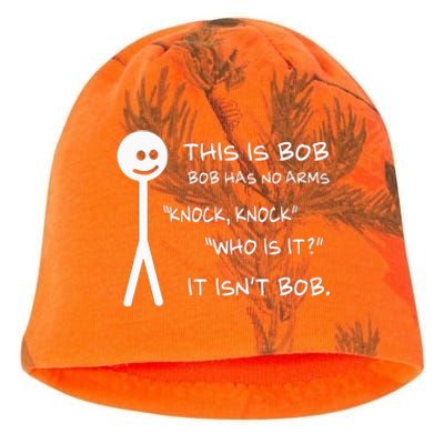 This Is Bob He Has No Arms Funny Knock Knock Sarcastic Humor Kati - Camo Knit Beanie