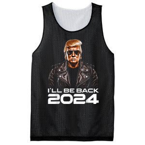 Trump Ill Be Back 2024 Funny Trump 2024 Second Presidency Mesh Reversible Basketball Jersey Tank