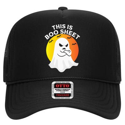 This Is Boo Sheet Ghost Retro Halloween Costume High Crown Mesh Back Trucker Hat