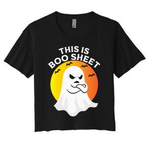 This Is Boo Sheet Ghost Retro Halloween Costume Women's Crop Top Tee