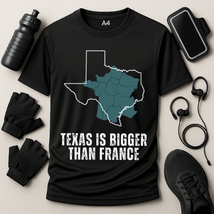 Texas Is Bigger Than France And Armed Funny Usa Cooling Performance Crew T-Shirt