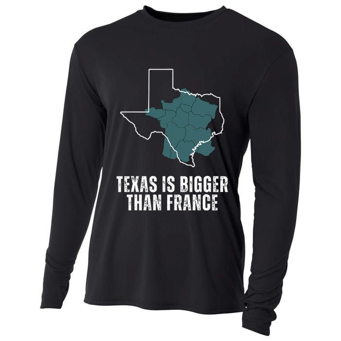 Texas Is Bigger Than France And Armed Funny Usa Cooling Performance Long Sleeve Crew