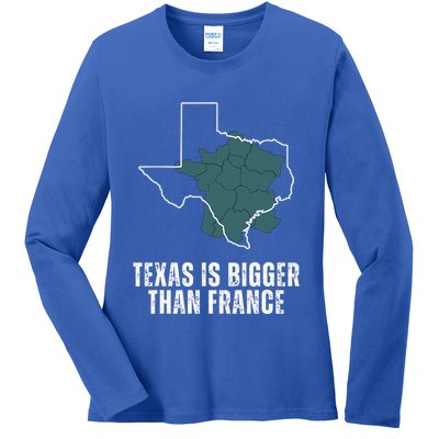 Texas Is Bigger Than France And Armed Funny Usa Ladies Long Sleeve Shirt