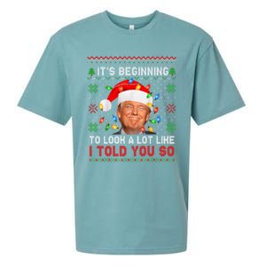 Trump It's Beginning To I Told You So Ugly Christmas Sweater Sueded Cloud Jersey T-Shirt