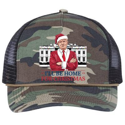 Trump ILl Be Home For Christmas Whitehouse 2024 Retro Rope Trucker Hat Cap