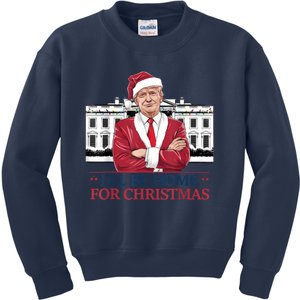 Trump ILl Be Home For Christmas Whitehouse 2024 Kids Sweatshirt