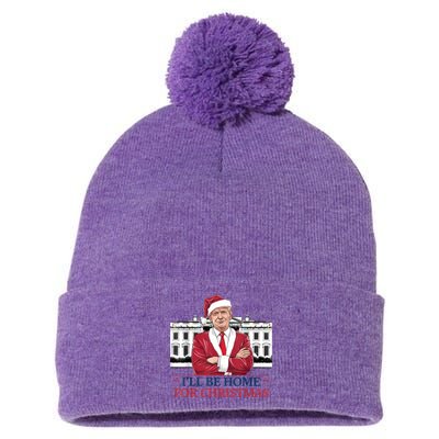 Trump ILl Be Home For Christmas Whitehouse 2024 Pom Pom 12in Knit Beanie