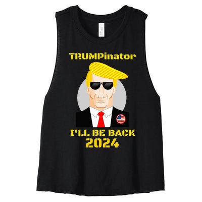 Trumpinator, I'll Be Back in 2024 Women's Racerback Cropped Tank