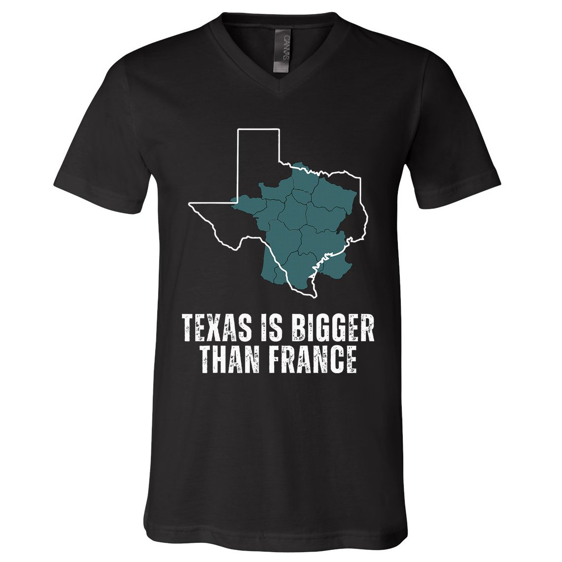 Texas Is Bigger Than France And Armed Funny Usa V-Neck T-Shirt