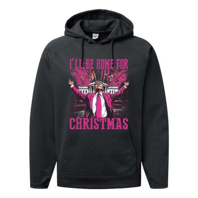 Trump ILl Be Home For Christmas Humorous Trump Christmas Performance Fleece Hoodie