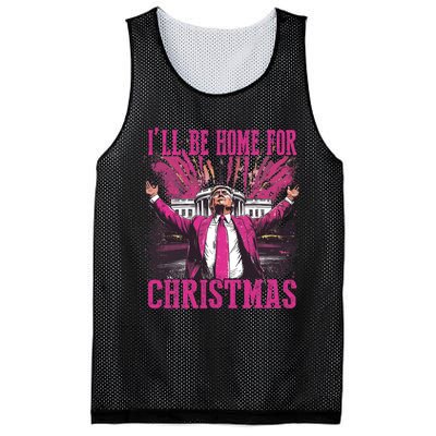 Trump ILl Be Home For Christmas Humorous Trump Christmas Mesh Reversible Basketball Jersey Tank