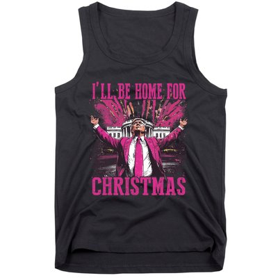 Trump ILl Be Home For Christmas Humorous Trump Christmas Tank Top