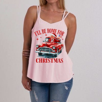 Trump ILl Be Home For Christmas Funny Xmas Women's Strappy Tank