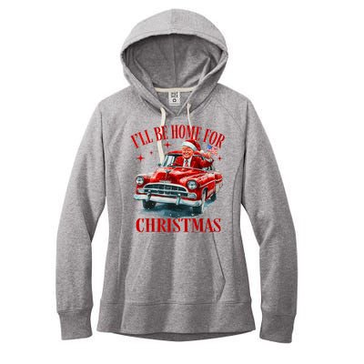 Trump ILl Be Home For Christmas Funny Xmas Women's Fleece Hoodie