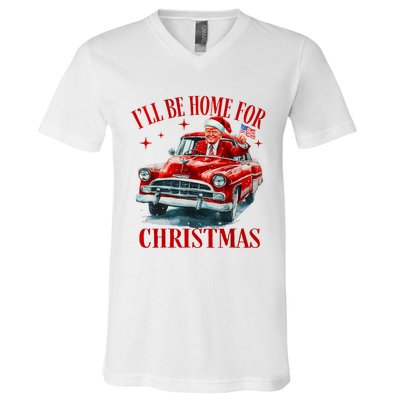 Trump ILl Be Home For Christmas Funny Xmas V-Neck T-Shirt