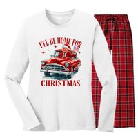 Trump ILl Be Home For Christmas Funny Xmas Women's Long Sleeve Flannel Pajama Set 