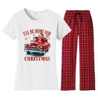 Trump ILl Be Home For Christmas Funny Xmas Women's Flannel Pajama Set