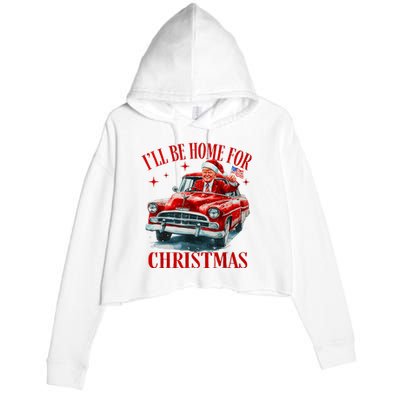 Trump ILl Be Home For Christmas Funny Xmas Crop Fleece Hoodie