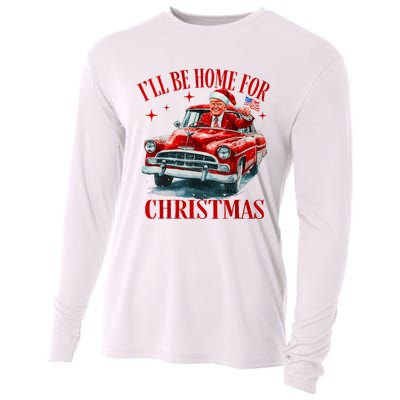 Trump ILl Be Home For Christmas Funny Xmas Cooling Performance Long Sleeve Crew