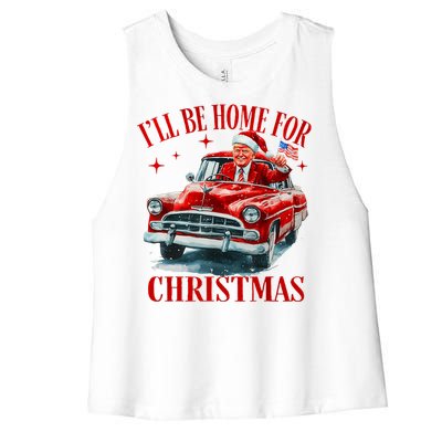 Trump ILl Be Home For Christmas Funny Xmas Women's Racerback Cropped Tank